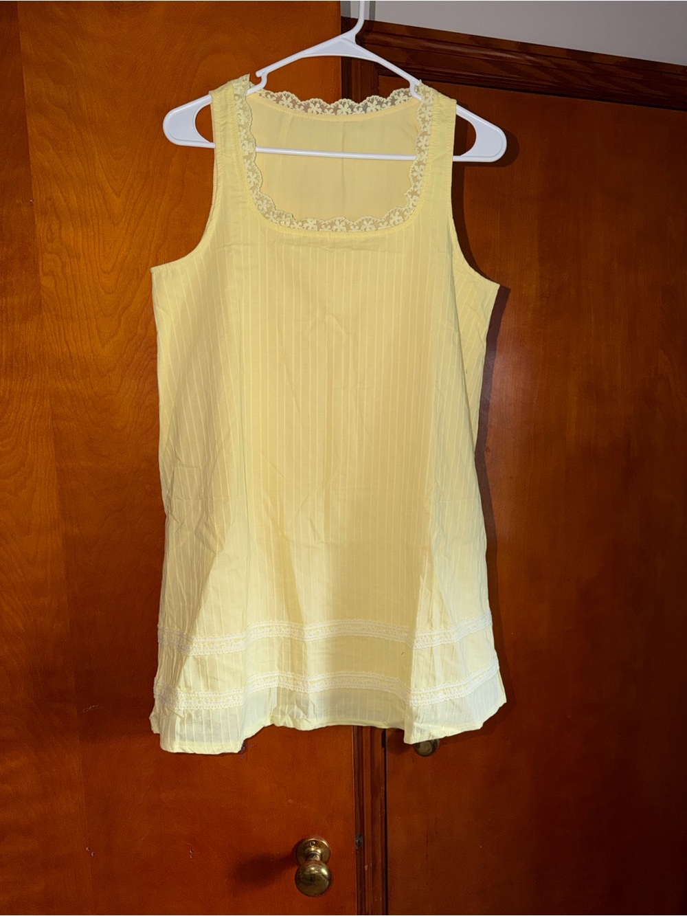 SHEIN Pale Yellow Sleeveless Lace-Trim Sundress